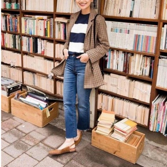 Blogger Favorite Madewell Cali Demi-Boot Jeans Fleetwood Wash Raw-Hem Cropped 28 - Picture 14 of 16